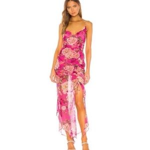 Sau Lee Freida Pink Floral Midi Dress